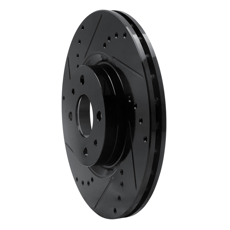 Fiat 500E Brake Rotor (1) - Front Left - R1 Concepts - Drilled & Slotted - Black - `12-`19